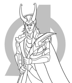 Loki boyama sayfası,  coloring page, Loki Gülümseyen, 