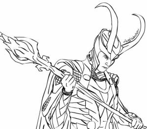 Loki boyama sayfası,  coloring page, Loki tutuyor Silahı, 