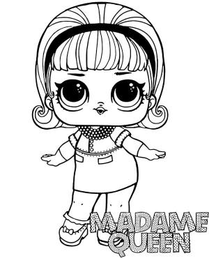 LOL Bebek boyama sayfası, LOL Surprise Doll coloring page, Madam Kralice Lol Surpriz Bebek, 