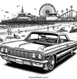 Lowrider boyama sayfası – sevimli karakter, sanatsal çalışma