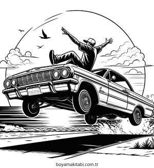 Lowrider boyama sayfası – PDF indir, sevimli karakter