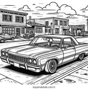 Lowrider boyama sayfası – okul öncesi, evde etkinlik