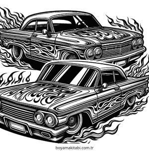 Lowrider boyama sayfası – eğlenceli etkinlik, el becerilerini geliştirir