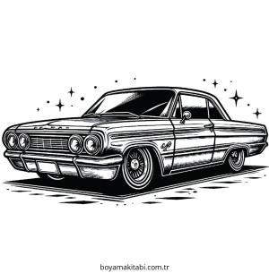 Lowrider boyama sayfası – eğitici aktivite, yaratıcılık