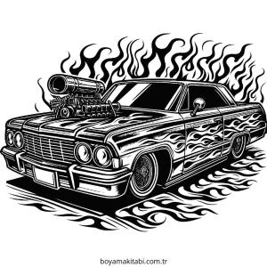 Lowrider boyama sayfası – kolay boyama, eğitici aktivite