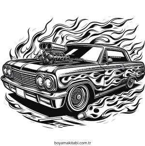 Lowrider boyama sayfası – boyama etkinliği, çocuk aktivitesi