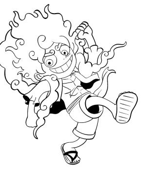 Luffy boyama sayfası,  coloring page, Luffy Gear 5 eğlencesini çizin, 