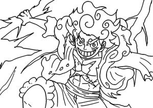 Luffy boyama sayfası,  coloring page, Luffy Gear 5 dövüşünü çizin, 