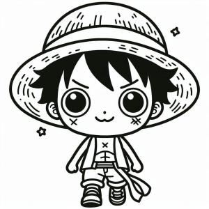 Luffy boyama sayfası,  coloring page, Luffy basit şekilde çizin, 