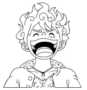 Luffy boyama sayfası,  coloring page, Luffy Gear 5’i çizin gülümseyen büyük, 