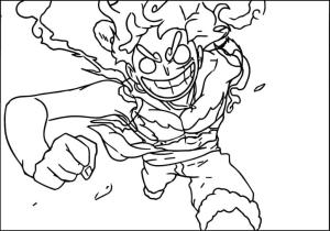 Luffy boyama sayfası,  coloring page, Luffy Gear 5’i mutlu, 