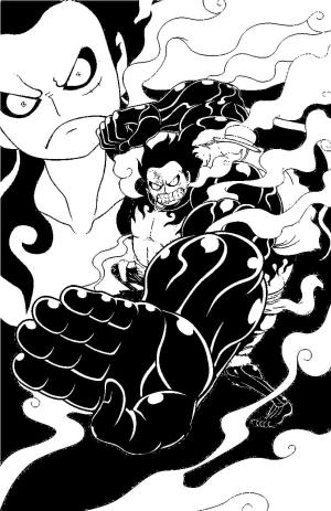 Luffy boyama sayfası,  coloring page, Luffy Gear 4’ü güçlü bir şekilde çizin, 