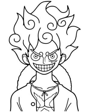 Luffy boyama sayfası,  coloring page, Luffy Gear 5’i gülümserken çiz, 