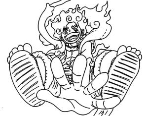 Luffy boyama sayfası,  coloring page, Sevimli özgürlük savaşçısı Luffy Gear 5, 