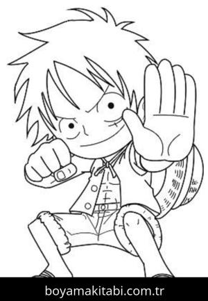 Luffy boyama sayfası – basit çizim, kolay boyama
