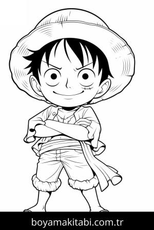 Luffy boyama sayfası – çizgi film temalı, basit çizim