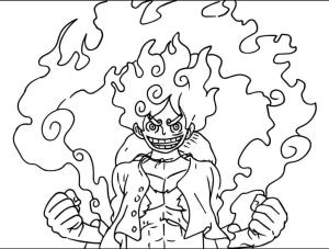 Luffy boyama sayfası,  coloring page, Çizmek özgürlük savaşçısını Luffy Gear 5, 