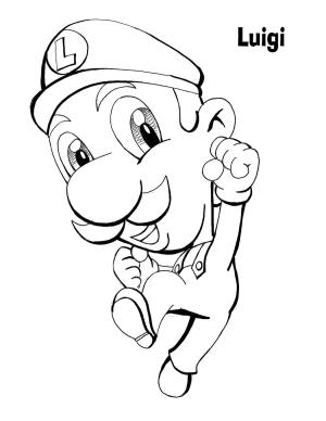 Luigi boyama sayfası,  coloring page, Komik Luigi Zıplama, 