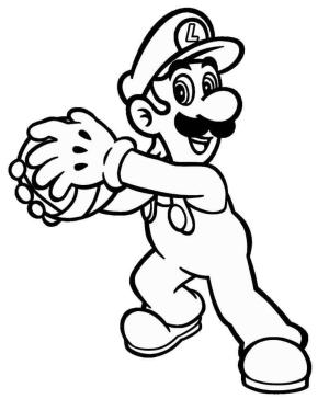 Luigi boyama sayfası,  coloring page, Luigi Topu Tutuyor, 