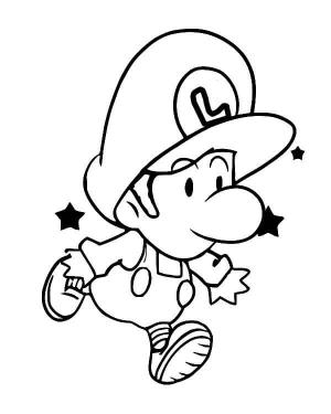 Luigi boyama sayfası,  coloring page, Bebek Luigi Koşuyor, 