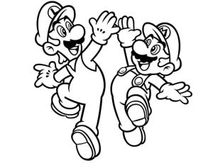 Luigi boyama sayfası,  coloring page, Mutlu Luigi ve Mario, 