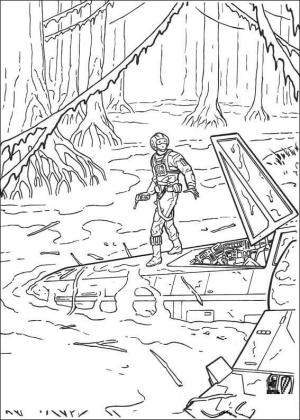 Luke Skywalker boyama sayfası,  coloring page, Luke Skywalker Dagobah’a İniş, 