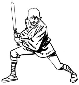 Luke Skywalker boyama sayfası,  coloring page, Işın Kılıcı ile Luke Skywalker, 