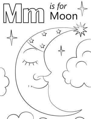 M Harfi boyama sayfası,  coloring page, Ay Harfi M, 