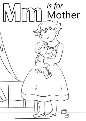 M Harfi boyama sayfası,  coloring page, Anne Harfi M, 