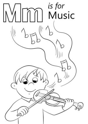 M Harfi boyama sayfası,  coloring page, Müzik Sözleri M, 