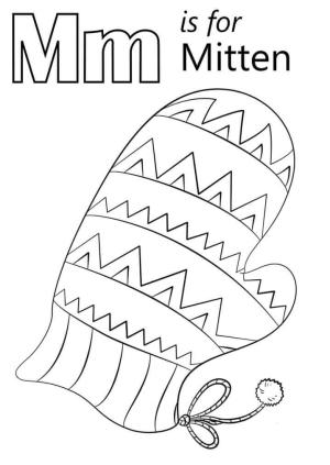 M Harfi boyama sayfası,  coloring page, Mitten Harf M, 