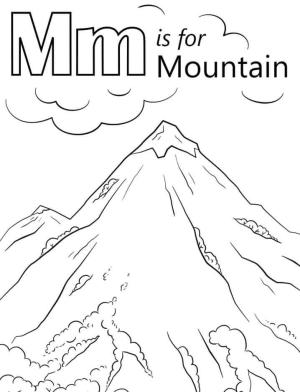 M Harfi boyama sayfası,  coloring page, Dağ Harfi M, 