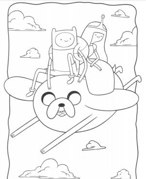 Macera Zamanı boyama sayfası,  coloring page, Finn ve Prenses Uçar, 