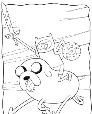 Macera Zamanı boyama sayfası,  coloring page, Kılıç ve Kalkanlı Finn, 