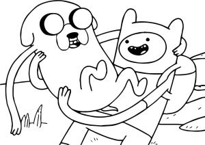 Macera Zamanı boyama sayfası,  coloring page, Finn, Jake’i kollarında taşır, 