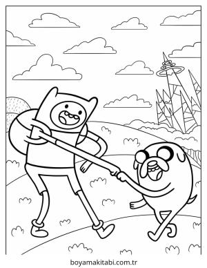 Macera Zamanı boyama sayfası – sevimli karakter, sanatsal çalışma