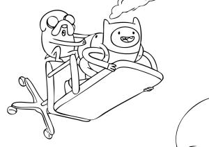 Macera Zamanı boyama sayfası,  coloring page, Finn ve Jake Sandalyeyle Uçuyor, 