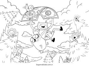 Macera Zamanı boyama sayfası – basit çizim, kolay boyama