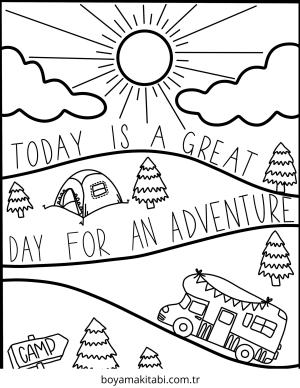 Macera boyama sayfası – çocuk aktivitesi, PDF indir