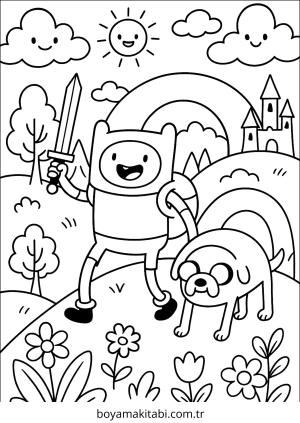 Macera boyama sayfası – basit çizim, kolay boyama