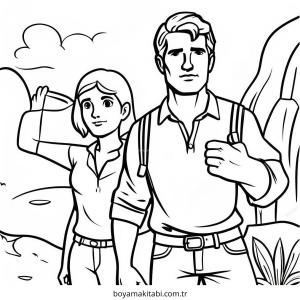 Macera boyama sayfası – sevimli karakter, sanatsal çalışma