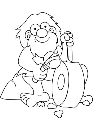 Mağara Adamı boyama sayfası,  coloring page, Caveman Keskin Balta ve Bıçak, 