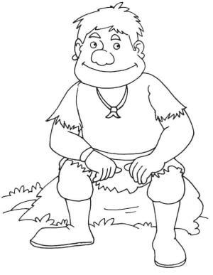 Mağara Adamı boyama sayfası,  coloring page, Oturan Mağara Adamı, 