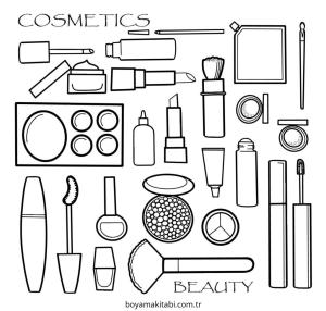 Makyaj boyama sayfası – basit çizim, kolay boyama