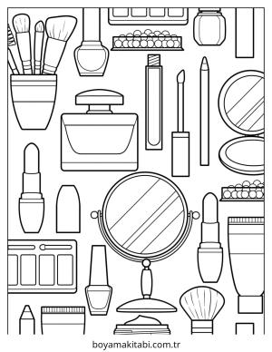 Makyaj boyama sayfası – renkli çizimler, okul öncesi