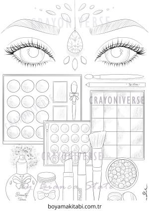 Makyaj boyama sayfası – kolay boyama, eğitici aktivite