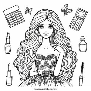 Makyaj boyama sayfası – çocuk aktivitesi, PDF indir