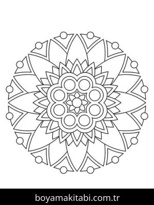 Mandala boyama sayfası – PDF indir, sevimli karakter