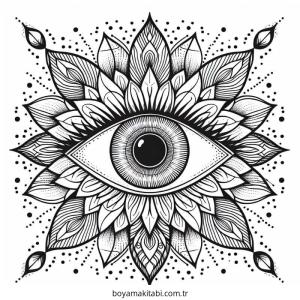 Mandala boyama sayfası – çizgi film temalı, basit çizim