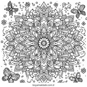 Mandala boyama sayfası – renkli çizimler, okul öncesi
